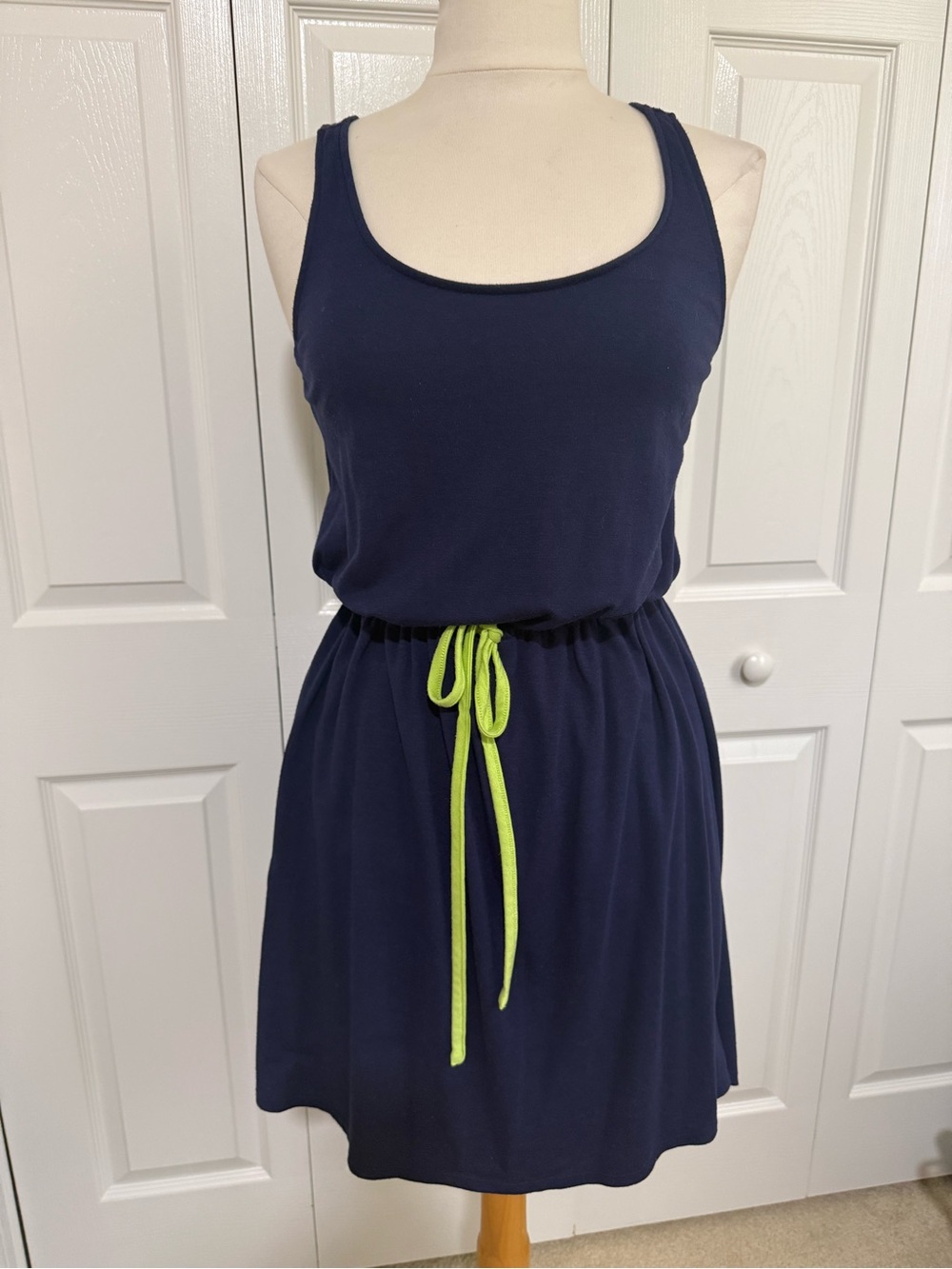 Mossimo Supply Co. Navy Tank Dress with Lime Drawstring